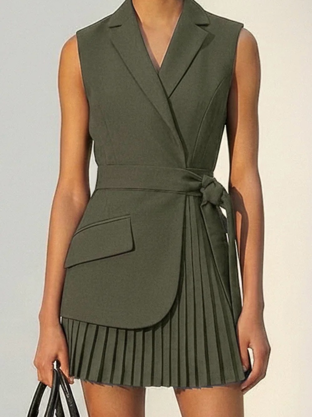 COMMENSE SMALL NWT Olive Green Wrap Blazer Dress